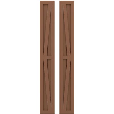 Americraft 2-Board Wood 2 Equal Panel Frmd Board-n-Batten Shutters W/ Dubl Z-Bar, ARW102BF207X56BTH